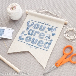 You Are So Loved Bunting Banner Cross Stitch Pattern PDF