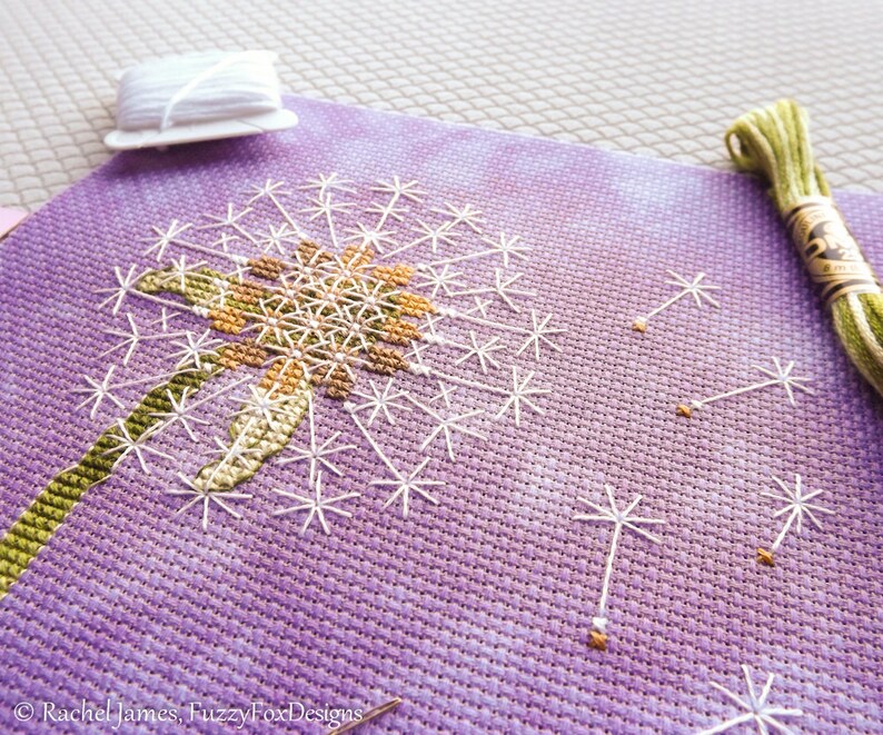 Dandelion Cross Stitch Pattern PDF Chart for Colour | Etsy
