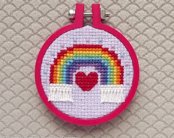 Mini Rainbow Cross Stitch Pattern PDF | Pattern for 4cm 3D Printed Hoops