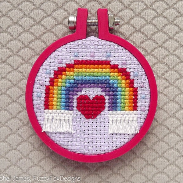 Mini Rainbow Cross Stitch Pattern PDF | Pattern for 4cm 3D Printed Hoops