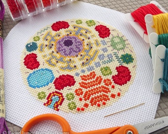 Mini Animal Cell Cross Stitch Pattern PDF | Cell Biology Counted Cross Stitch Design