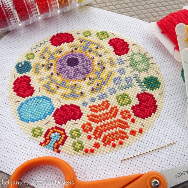 Mini Animal Cell Cross Stitch Pattern PDF | Cell Biology Counted Cross Stitch Design