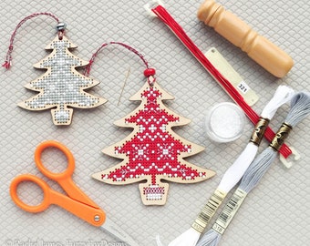 Scandinavian Design for Christmas Tree Blanks Cross Stitch Pattern PDF | Pattern for Toms New Old Things Wood Blanks