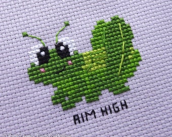 Crewel Insects Cute baby insects cross stitch pattern #P- 1608 Little grasshopper ...