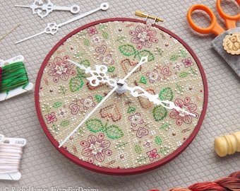 Variegated Flower Clock Cross Stitch Pattern PDF | Chart for Colour Variations, Coloris, ThreadworX, or Hand-Dyed Floss
