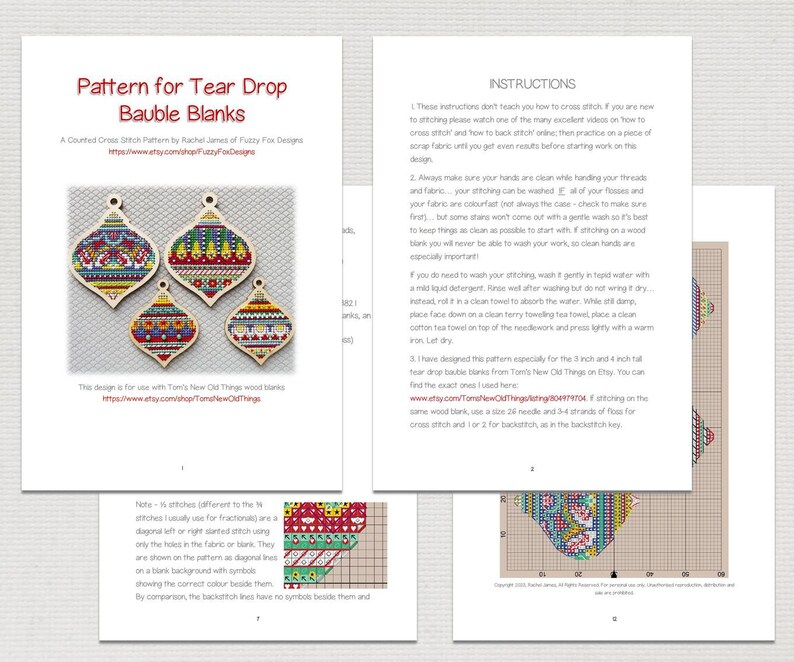 Tear Drop Baubles Cross Stitch Pattern PDF | Pattern for Toms New Old ...