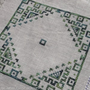 Green Biscornu Cross Stitch Pattern PDF Chart for Colour Variations, Coloris, ThreadworX, or Hand-Dyed Floss image 8