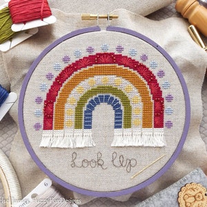 Geometric Rainbow Cross Stitch Pattern PDF