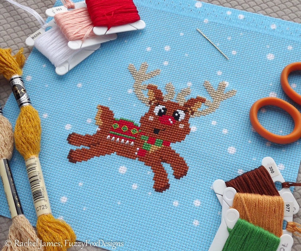 Cute Christmas Reindeer Cross Stitch Pattern PDF Cute Female - Etsy ...