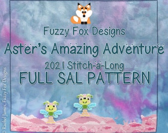 Aster's Amazing Adventure Full Stitch-a-Long Pattern | 2021 SAL | Cute Alien and Outer Space Cross Stitch Pattern PDF