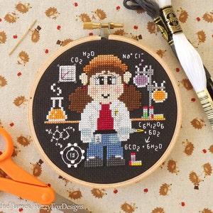 Scientist Cross Stitch Pattern PDF | Wee Little Workers Series