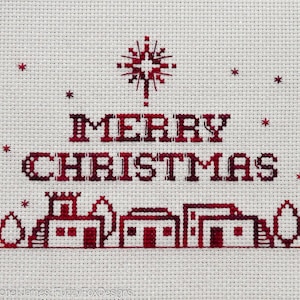 Cartolina di Buon Natale Schema punto croce PDF / Grafico per variazioni di colore, Coloris, ThreadworX o filo interdentale tinto a mano