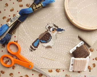 Little Aussie Kookaburra Cross Stitch Pattern PDF | Cute Bird Counted Cross Stitch Chart | Instant Download