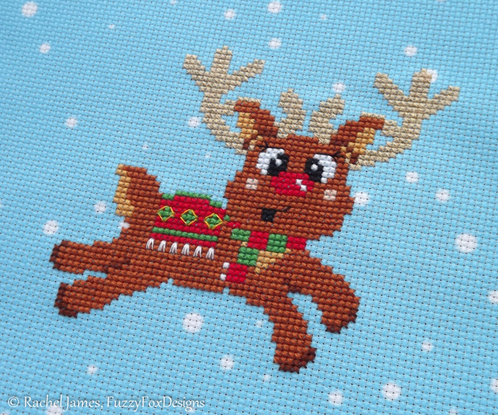 Cute Christmas Reindeer Cross Stitch Pattern PDF | Cute Female Reindeer ...