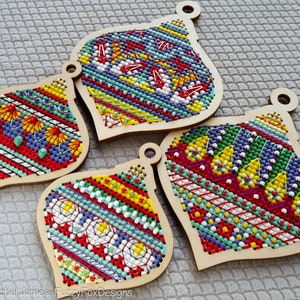 Tear Drop Baubles Cross Stitch Pattern PDF | Pattern for Toms New Old Things Teardrop Wood Blanks