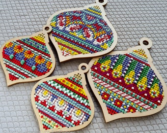 Tear Drop Baubles Cross Stitch Pattern PDF | Pattern for Toms New Old Things Teardrop Wood Blanks