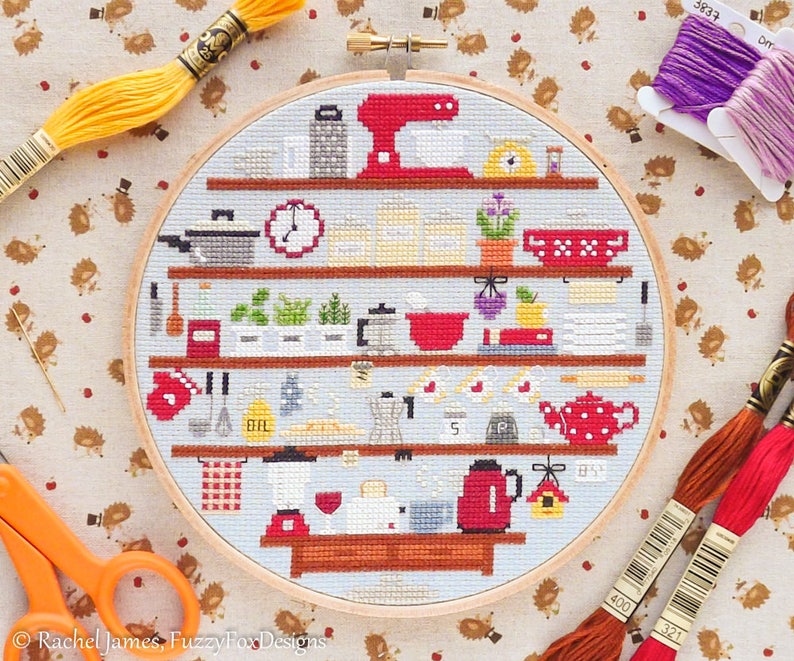 Cute Kitchen Cross Stitch Pattern PDF Cute Room Cross Stitch Series image 1