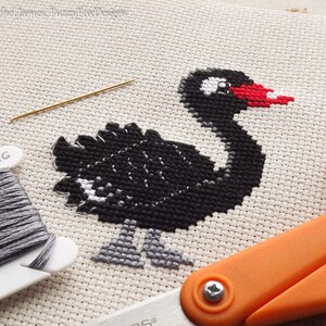 Black Swan Cross Stitch Pattern PDF Cute Bird Counted Cross Stitch Chart Instant Download image 2