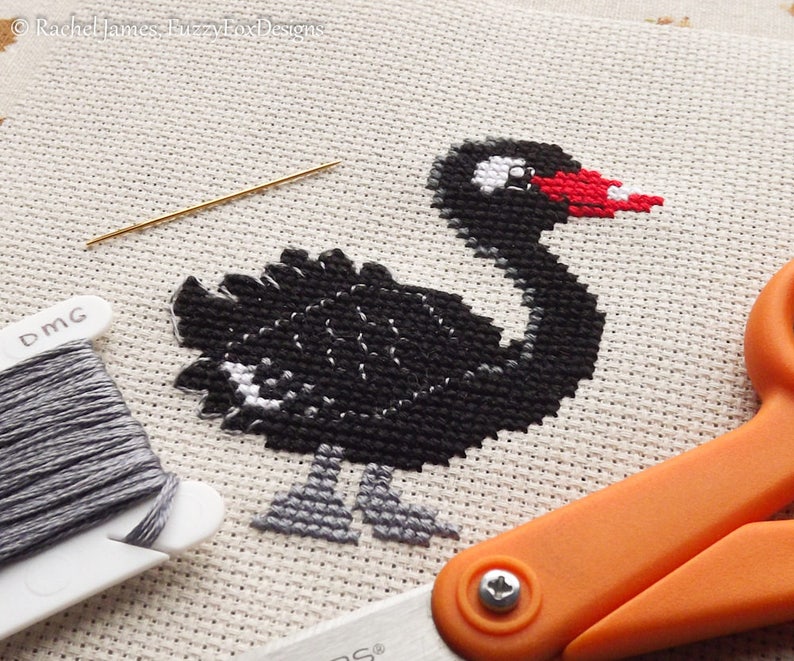 Black Swan Cross Stitch Pattern PDF Cute Bird Counted Cross Stitch Chart Instant Download image 2