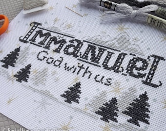 Immanuel Cross Stitch Pattern PDF | Christian Christmas Cross Stitch Chart