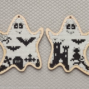 Two Cute Ghosts Cross Stitch Pattern PDF | Pattern for Toms New Old Things Wood Blanks