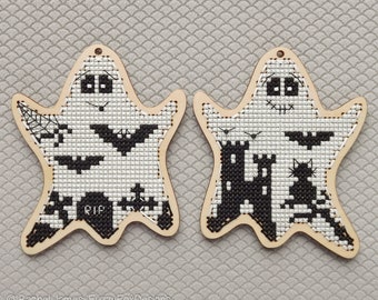 Two Cute Ghosts Cross Stitch Pattern PDF | Pattern for Toms New Old Things Wood Blanks
