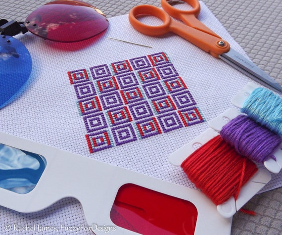 3D Cross Stitch Pattern | Geometric Blocks | Cross Stitch Pattern