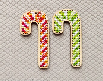3 Inch Candy Cane Cross Stitch Pattern PDF | Pattern for Toms New Old Things Wood Blanks