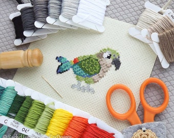 Cute Kea Cross Stitch Pattern PDF | New Zealand Kea Cross Stitch | Cute Bird Counted Cross Stitch Chart | Instant Download