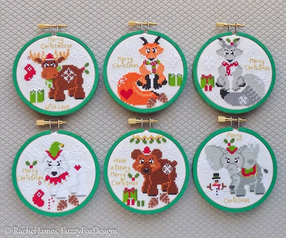 Woodland Animals Cross Stitch Modern Pattern Watercolor Animals Forest Friends Bear Deer Fox Wolf pdf pattern download