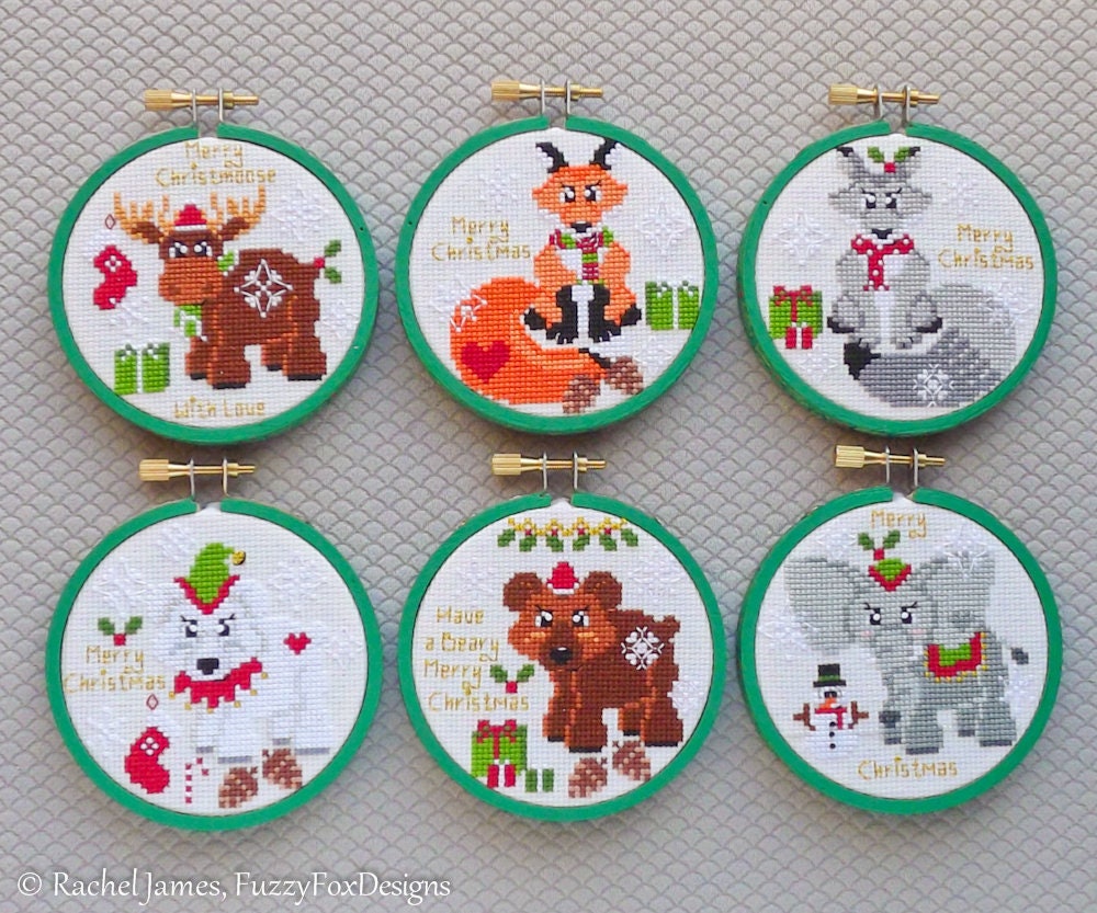 Christmas Woodland Animals Cross Stitch Pattern PDF Set of 6 Etsy