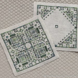 Green Biscornu Cross Stitch Pattern PDF Chart for Colour Variations, Coloris, ThreadworX, or Hand-Dyed Floss image 9