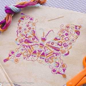 Variegated Butterfly Cross Stitch Pattern PDF | Chart for Colour Variations, Coloris, ThreadworX, or Hand-Dyed Floss