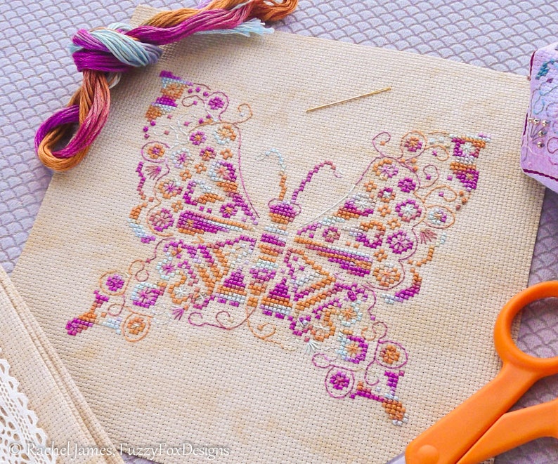Variegated Butterfly Cross Stitch Pattern PDF Chart for Etsy