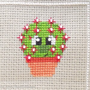 Patrón de punto de cruz Becky el cactus PDF / Espinoso pero lindo Stitch-a-Long