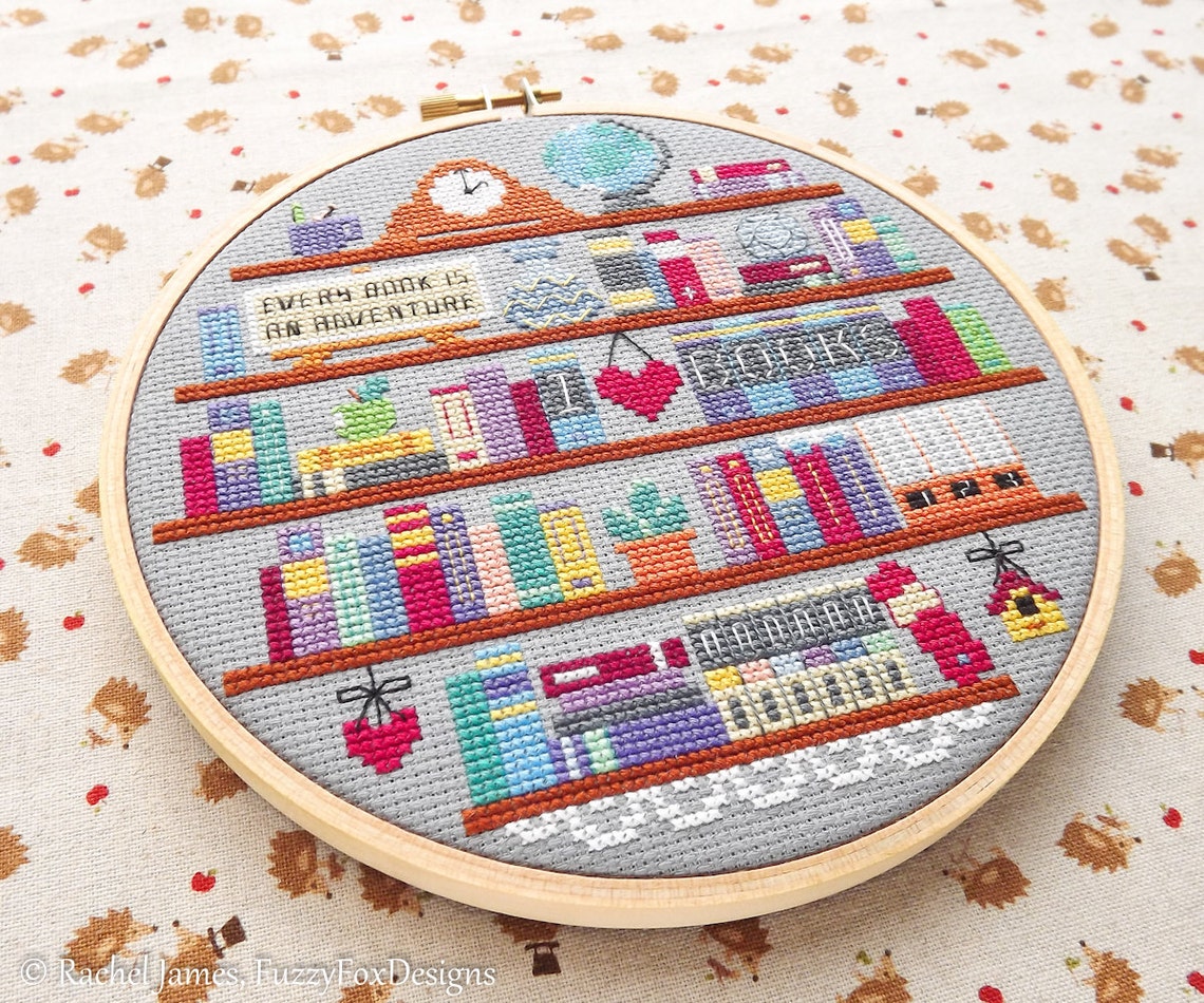 Book Lover's Shelf Bookshelf Cross Stitch Pattern PDF Etsy