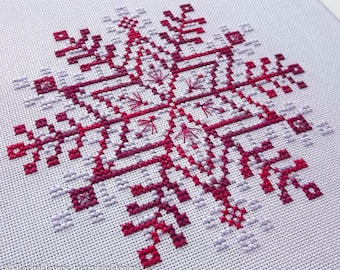 Variegated Snowflake Cross Stitch Pattern PDF | Snowflake 3 | Chart for Colour Variations, Coloris, ThreadworX, or Hand-Dyed Floss