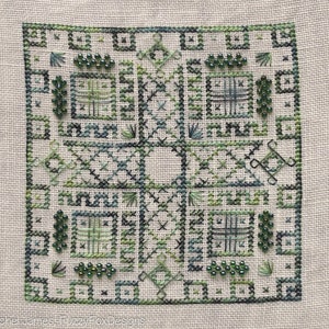 Green Biscornu Cross Stitch Pattern PDF Chart for Colour Variations, Coloris, ThreadworX, or Hand-Dyed Floss image 7