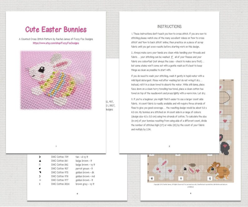 Easter Bunny Cross Stitch Pattern PDF | 12 Cute Easter Bunnies | Easy ...