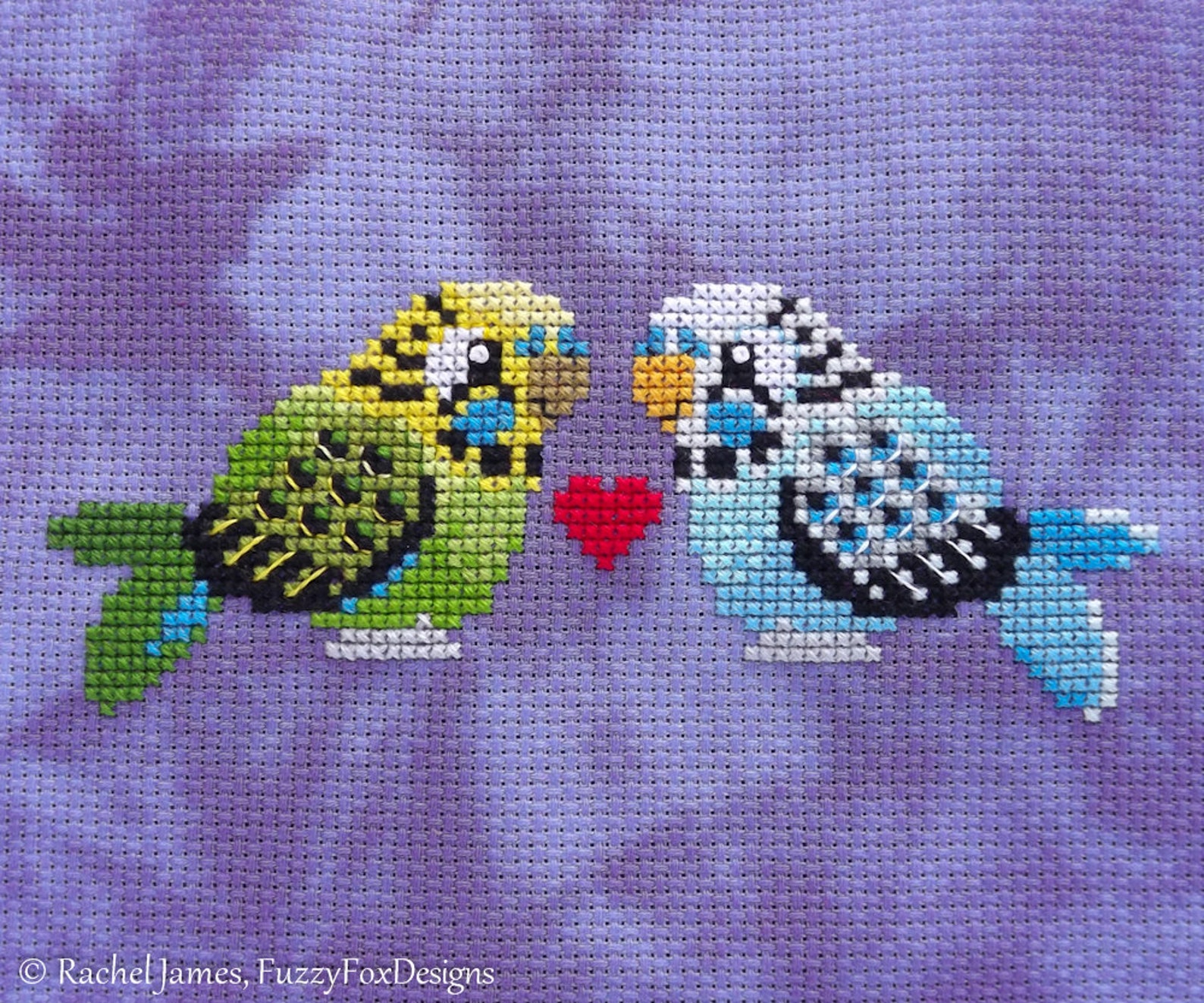 Cute Budgies Cross Stitch Pattern PDF | Green Budgie Cross Stitch ...