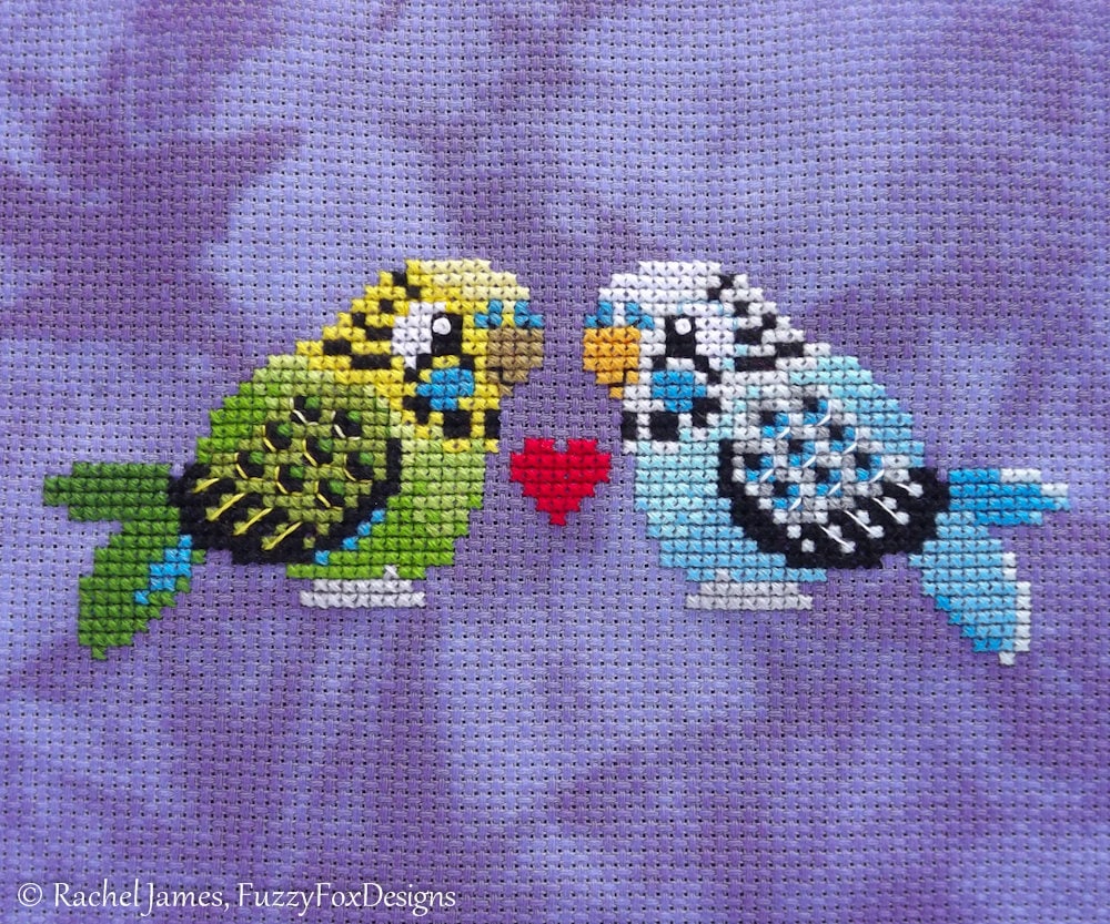 Cute Budgies Cross Stitch Pattern PDF | Green Budgie Cross Stitch ...