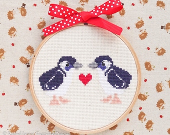 Fairy Penguins Cross Stitch Pattern PDF | Cute Bird Counted Cross Stitch Chart | Instant Download