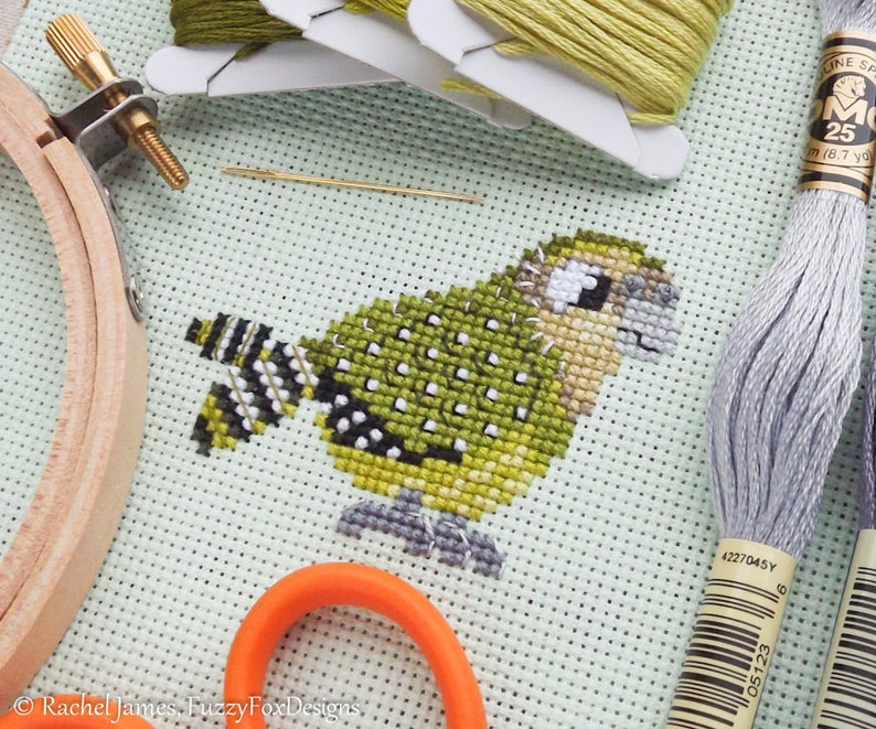 Kakapo Cross Stitch Pattern PDF Cute Bird Counted Cross Stitch Chart Instant Download image 3