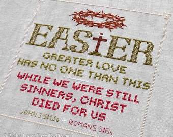 Easter Cross Stitch Pattern PDF | Easter Decorative Tile Counted Cross Stitch