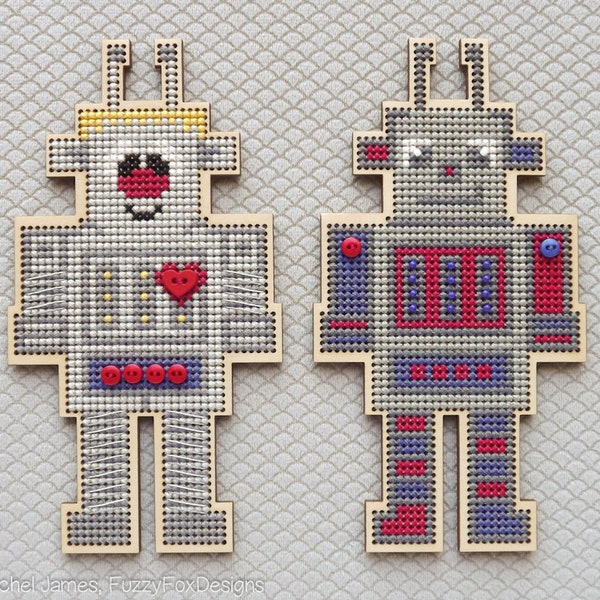 Robot Cross Stitch Pattern PDF | Pattern for Toms New Old Things Robot Wood Blanks