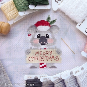 Christy de kerstkoala kruissteekpatroon PDF | Schattig Koala kruissteekpatroon | Kerstkaart ontwerp