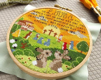 Easter Sunset Cross Stitch Pattern PDF | Good Friday Christian Cross Stitch