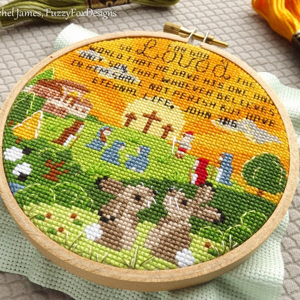 Easter Sunset Cross Stitch Pattern PDF | Good Friday Christian Cross Stitch