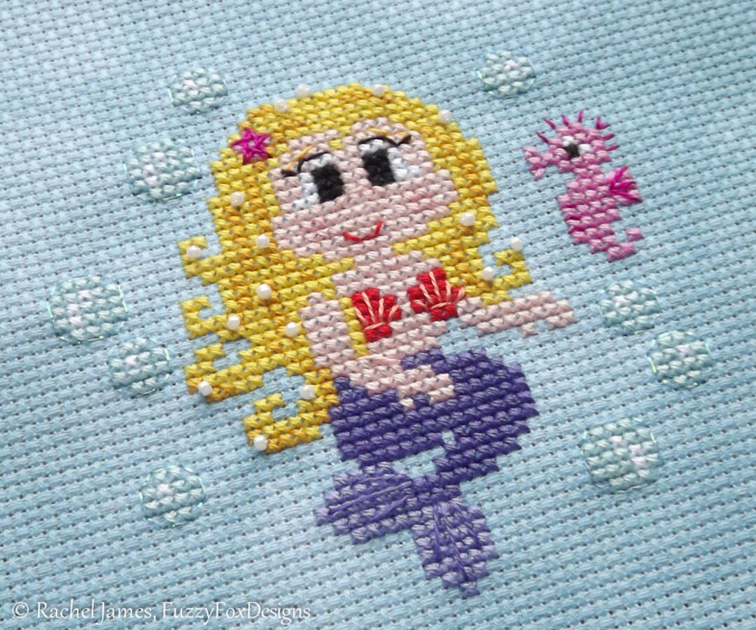 Mermaid Cross Stitch Pattern PDF | Easy Modern Beginners Counted Cross ...