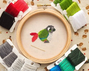 Green Cheek Conure Cross Stitch Pattern PDF | Cute Bird Counted Cross Stitch Chart | Instant Download